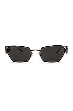 Miu Miu Rectangle Sunglasses in Black & Dark Grey, view 1, click to view large image.