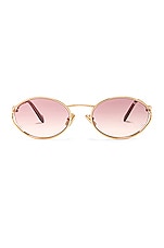 Miu Miu Oval Sunglasses in Gold/Brown, view 1, click to view large image.