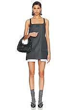 Miu Miu Logo Mini Dress in Ardesia, view 1, click to view large image.