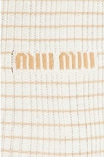 Miu Miu Short Sleeve Mini Dress in Avorio & Beige, view 6, click to view large image.