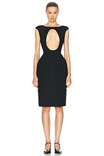 Miu Miu Natte Front Cut Out Midi Dress in Nero, view 1, click to view large image.