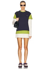 Miu Miu Mini T-Shirt Dress in Blue, Lime, & Avorio | FWRD