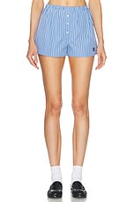 Miu Miu Lounge Short in Azzurro, view 1, click to view large image.