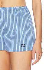 Miu Miu Lounge Short in Azzurro, view 6, click to view large image.