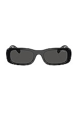 Miu Miu Rectangle Sunglasses in Black, view 1, click to view large image.