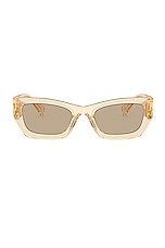Miu Miu Translucent Rectangle Sunglasses in Sand Transparent, view 1, click to view large image.