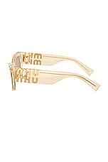 Miu Miu Translucent Rectangle Sunglasses in Sand Transparent, view 3, click to view large image.