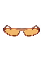 Miu Miu Flat Top Oval Sunglasses in Caramel Transparent, view 1, click to view large image.