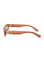 Miu Miu Flat Top Oval Sunglasses in Caramel Transparent, view 3, click to view large image.