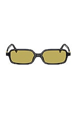 Miu Miu Narrow Rectangle Sunglasses in Black & Yellow, view 1, click to view large image.