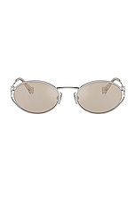 Miu Miu Oval Sunglasses in Silver, view 1, click to view large image.