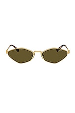 Miu Miu Narrow Oval Sunglasses in Gold , view 1, click to view large image.