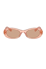 Miu Miu Translucent Oval Sunglasses in Noisette Transparent, view 1, click to view large image.