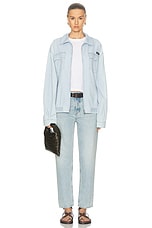 Miu Miu High Rise Straight Leg in Azzurro, view 5, click to view large image.