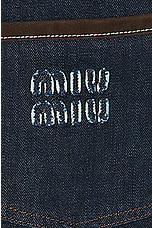 Miu Miu Logo Bootcut Leg in Blue, view 5, click to view large image.