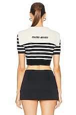 Miu Miu Short Sleeve Sweater in Ero & Naturale, view 3, click to view large image.