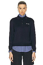 Miu Miu Polo Sweater in Blue, view 1, click to view large image.