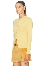 Miu Miu Long Sleeve Cardigan in Topazio, view 3, click to view large image.