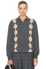 Miu Miu Argyle Sweater in Slate, view 1, click to view large image.