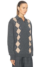 Miu Miu Argyle Sweater in Slate, view 2, click to view large image.