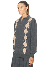 Miu Miu Argyle Sweater in Slate, view 3, click to view large image.