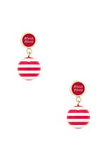 Miu Miu Ball Earrings in Rosso, view 1, click to view large image.