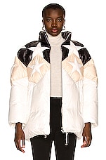 Miu Miu Star Down Jacket in Bianco, view 1, click to view large image.