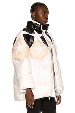 Miu Miu Star Down Jacket in Bianco, view 3, click to view large image.