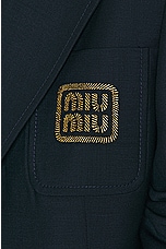 Miu Miu Logo Blazer in Navy, view 7, click to view large image.