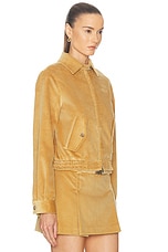 Miu Miu Ribbed Bomber Jacket in Miele, view 2, click to view large image.