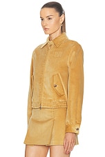 Miu Miu Ribbed Bomber Jacket in Miele, view 3, click to view large image.