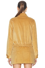 Miu Miu Ribbed Bomber Jacket in Miele, view 4, click to view large image.