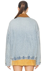 Miu Miu Padded Bomber Jacket in Azzurro, view 5, click to view large image.