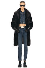 Miu Miu Cropped Denim Jacket in Blue, view 4, click to view large image.