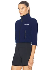 Miu Miu Cropped Zip Up Jacket in Blue, view 3, click to view large image.