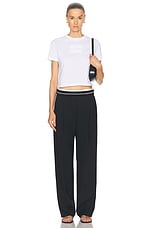 Miu Miu Wool Wide Leg Pant in Nero, view 5, click to view large image.