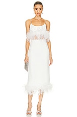 Miu Miu Feather Midi Skirt in Bianco, view 4, click to view large image.