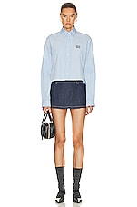 Miu Miu Mini Denim Skirt in Blu, view 4, click to view large image.
