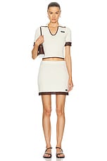 Miu Miu Mini Skirt in Avorio & Cacao, view 5, click to view large image.
