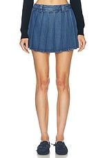 Miu Miu Pleated Mini Skirt in Bleu, view 1, click to view large image.