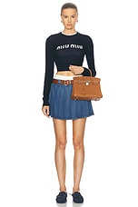 Miu Miu Pleated Mini Skirt in Bleu, view 5, click to view large image.