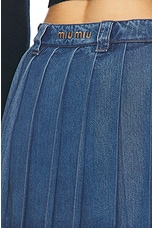 Miu Miu Pleated Mini Skirt in Bleu, view 6, click to view large image.