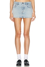 Miu Miu Denim Mini Skirt in Azzurro, view 1, click to view large image.