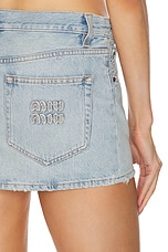 Miu Miu Denim Mini Skirt in Azzurro, view 6, click to view large image.