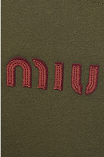 Miu Miu Cropped Logo T-Shirt in Militare & Giallo, view 5, click to view large image.