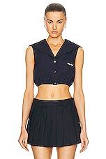 Miu Miu Sleeveless Cropped Top in Navy | FWRD