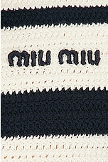 Miu Miu Cotton Crochet Polo in Bianco & Blu, view 6, click to view large image.