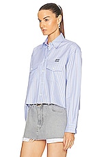 Miu Miu Long Sleeve Shirt in Cielo & Blu, view 3, click to view large image.