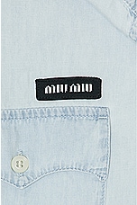 Miu Miu Button Up Top in Celeste, view 5, click to view large image.
