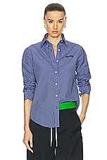 Miu Miu Button Up Top in Azzurro, view 1, click to view large image.